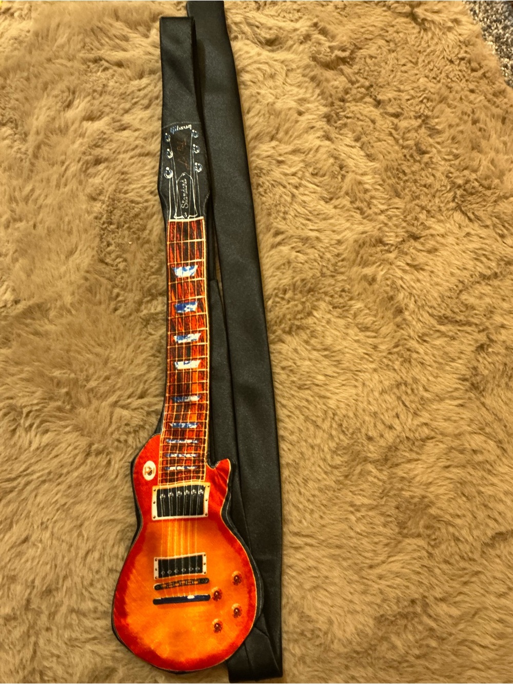 Gibson Les Paul Standard Guitar Shaped Necktie Sunburst Novelty Musician Tie